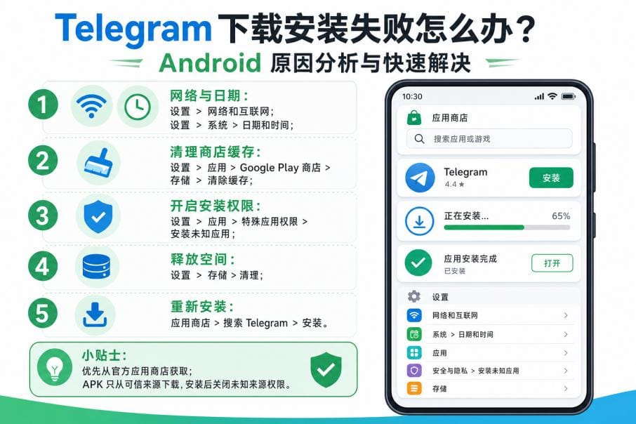 Android Telegram 下载失败与 APK 安装错误排查步骤