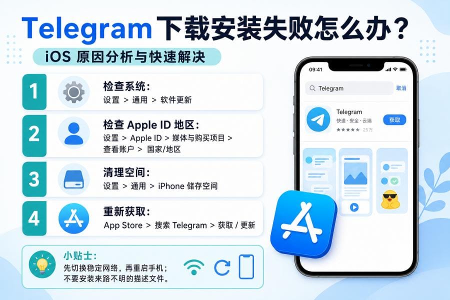 iOS Telegram 下载失败和 App Store 安装排查步骤