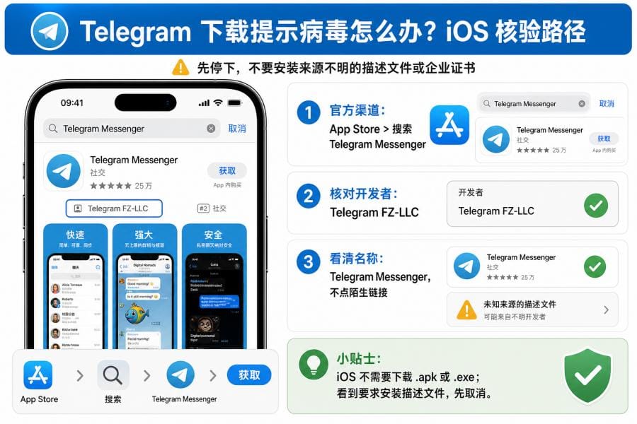 确认 Telegram 官方下载来源