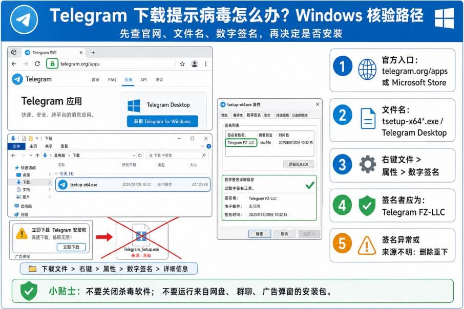 Windows Defender 提示 Telegram 包含病毒