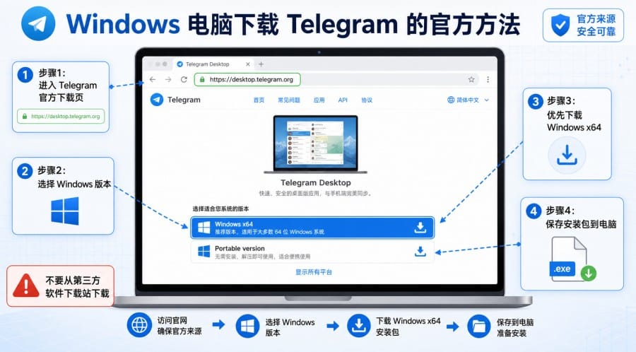 Windows 电脑怎么下载 Telegram？官方安装、登录与打不开排查教程 配图 2