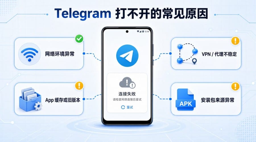 Telegram 安卓版安装后打不开怎么办？安卓手机排查与修复方法 配图 1