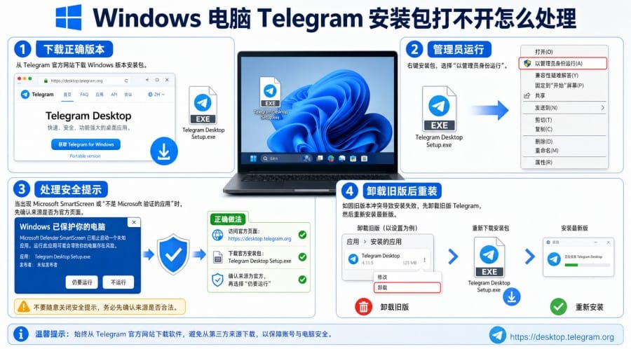 Telegram 安装包打不开怎么办?安卓、Windows 和 Mac 排查方法 配图 3