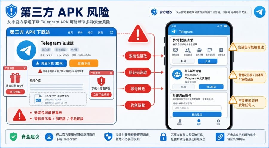 Telegram 下载安全吗?官方渠道和第三方网站有什么区别 第 2 张正文图