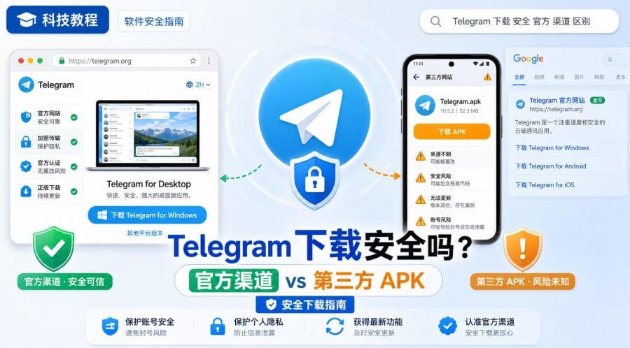 Telegram 下载安全吗?官方渠道和第三方网站有什么区别