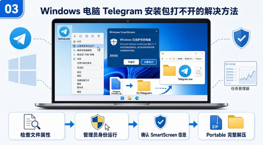 Telegram 安装包打不开怎么办?安卓 APK 与 Windows 安装失败排查方法 配图 2